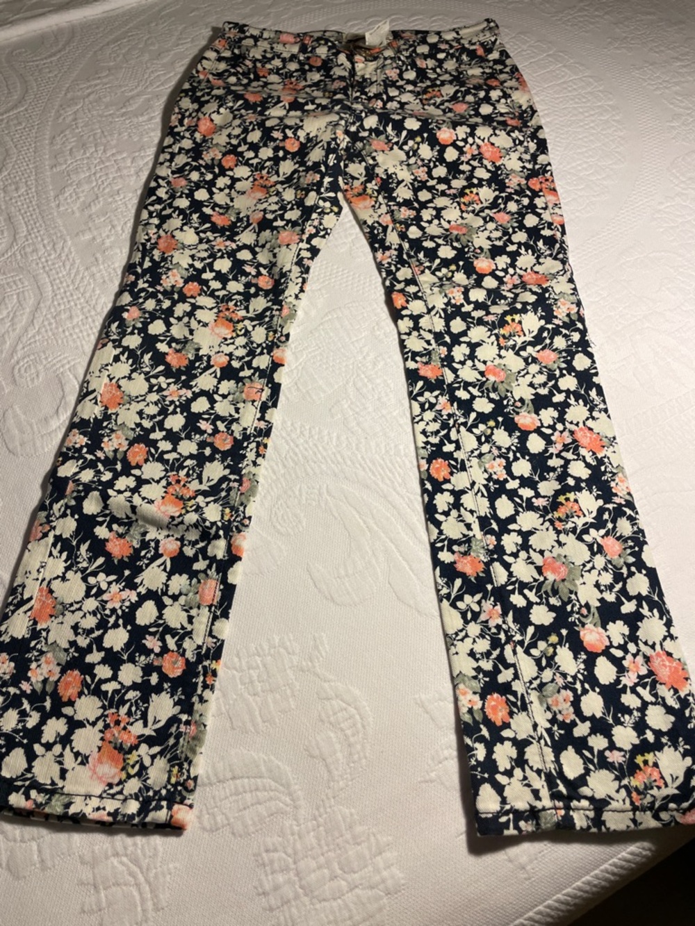 MaxMara Navy Floral Straight-Leg Pants